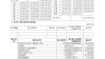 2016년 연간 기부금 모금액 및 활용실적 명세서    